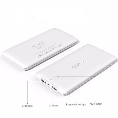 Slim Power Bank USB Port Device